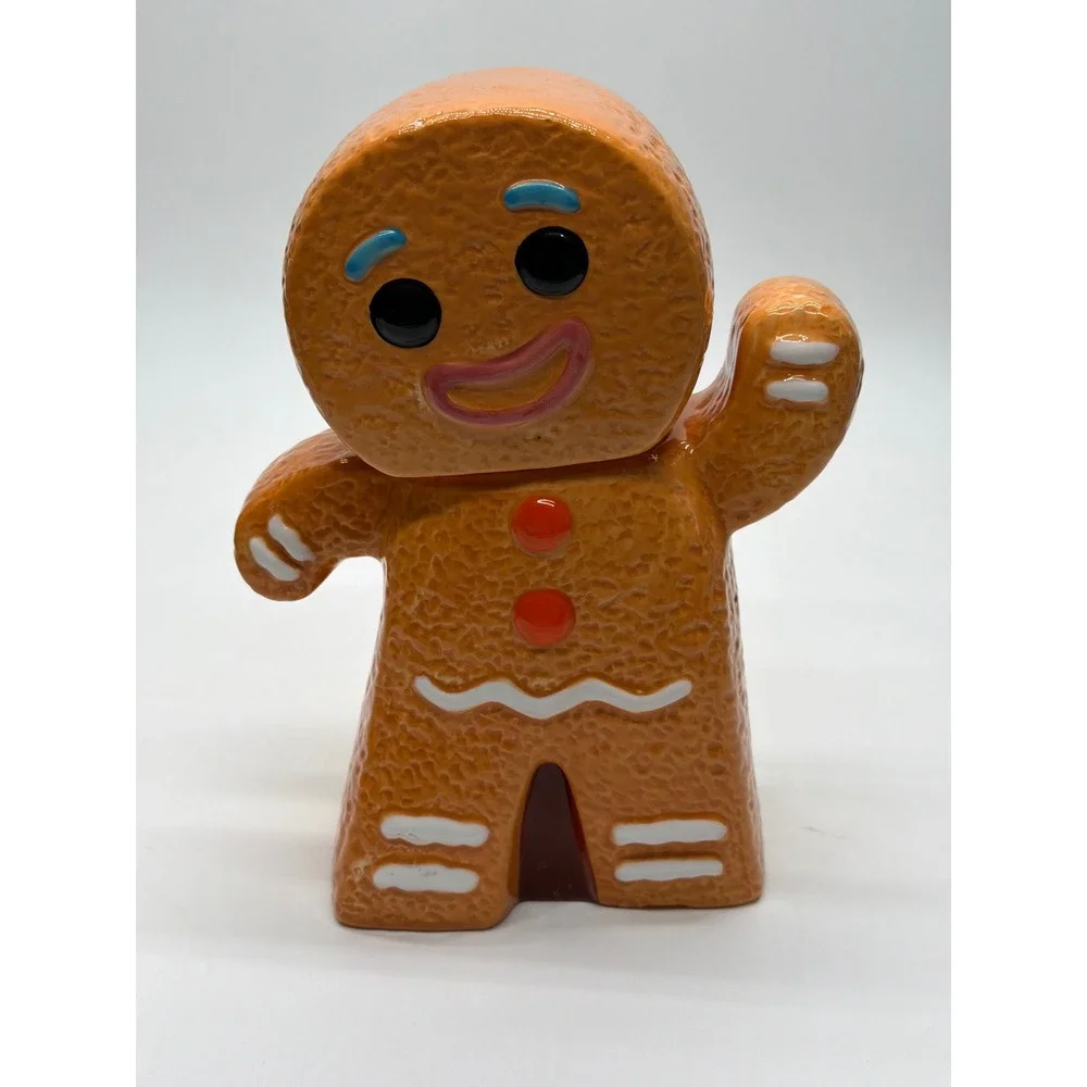 Christmas Gingerbread Man Ceramic Cookie Jar Holiday Treat Canister Waving Brown